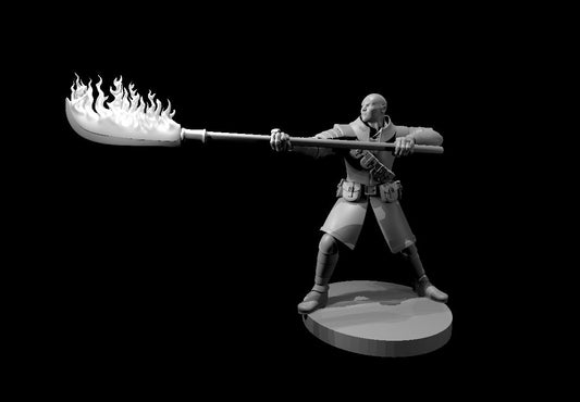 Goliath Male Blood Hunter With Glaive on Fire
