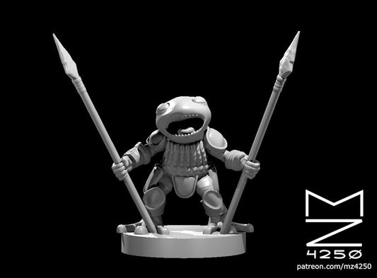 Grung Barbarian With Two Spears